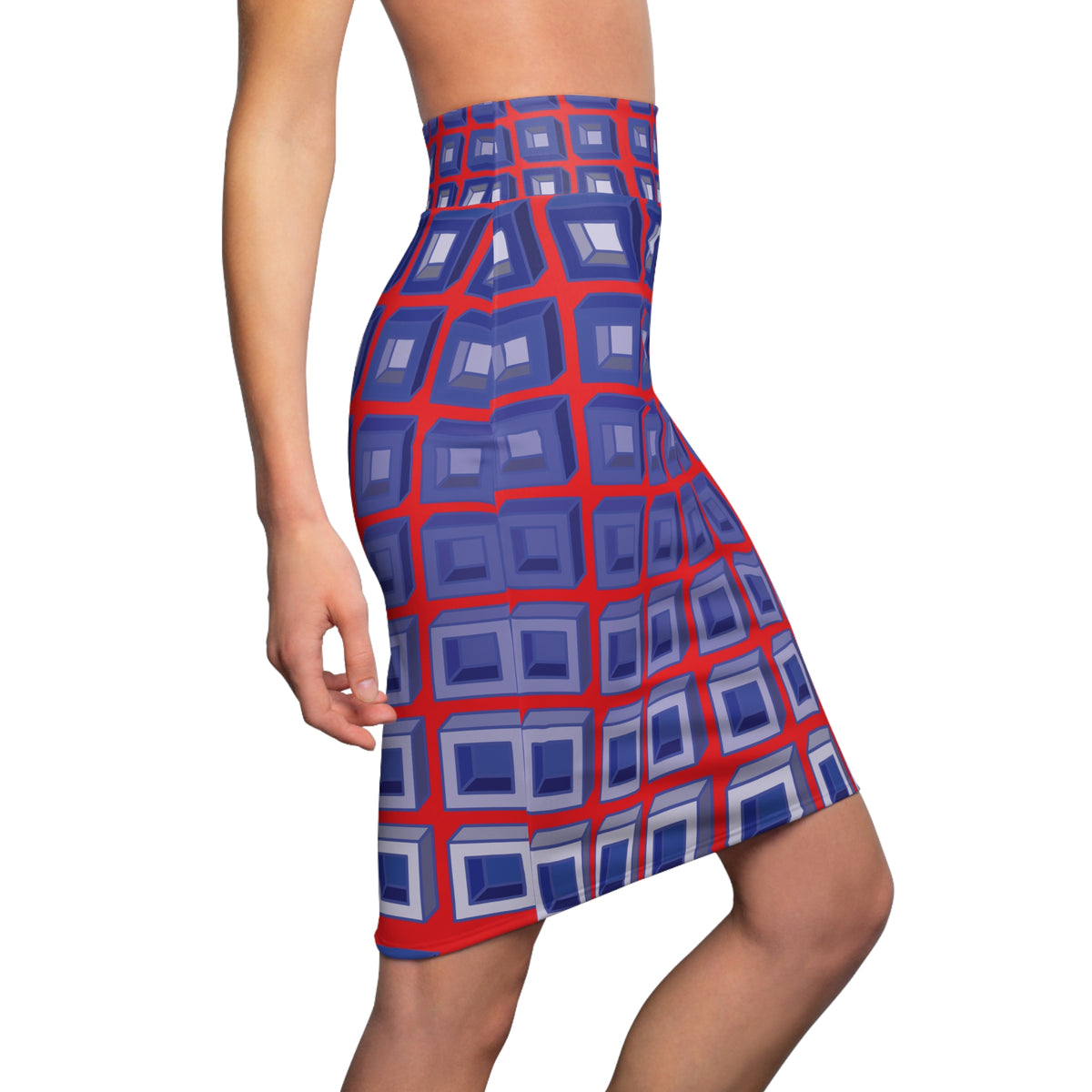 Crimson Dimension Pencil Skirt