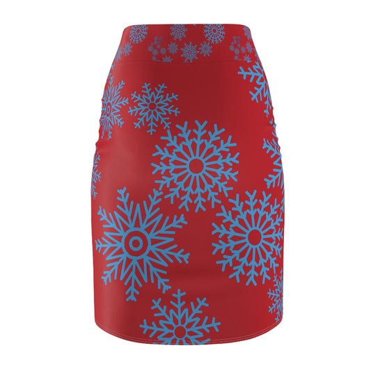 Snowfall in Bloom – Red Pencil Skirt