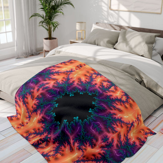 Fractal Ember Fleece Blanket