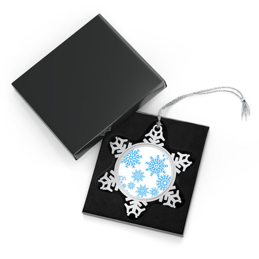 Let it Snow on White - Pewter Snowflake