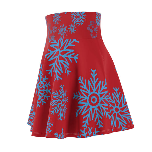 Snowfall in Bloom - Red Flared Skirt