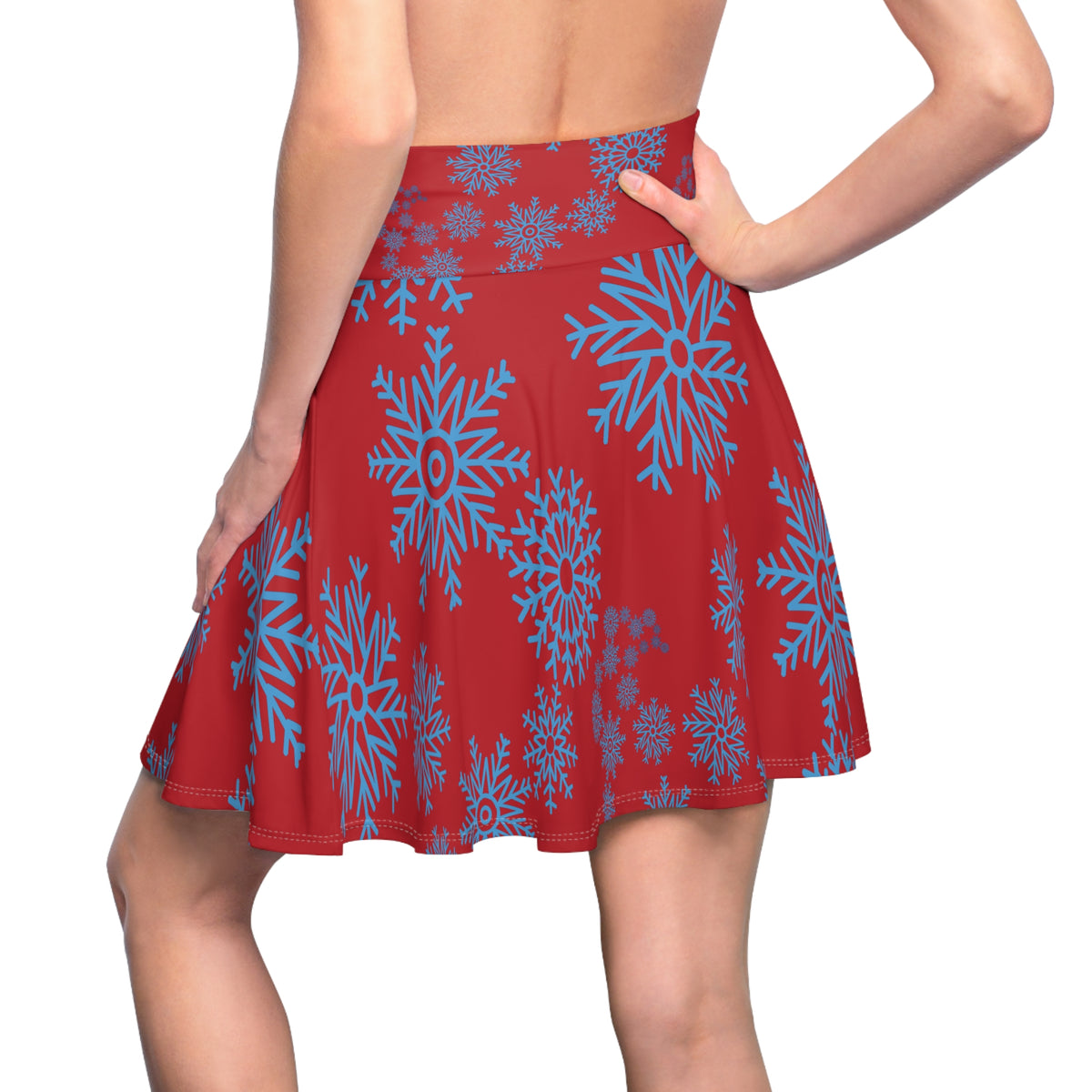 Snowfall in Bloom - Red Flared Skirt