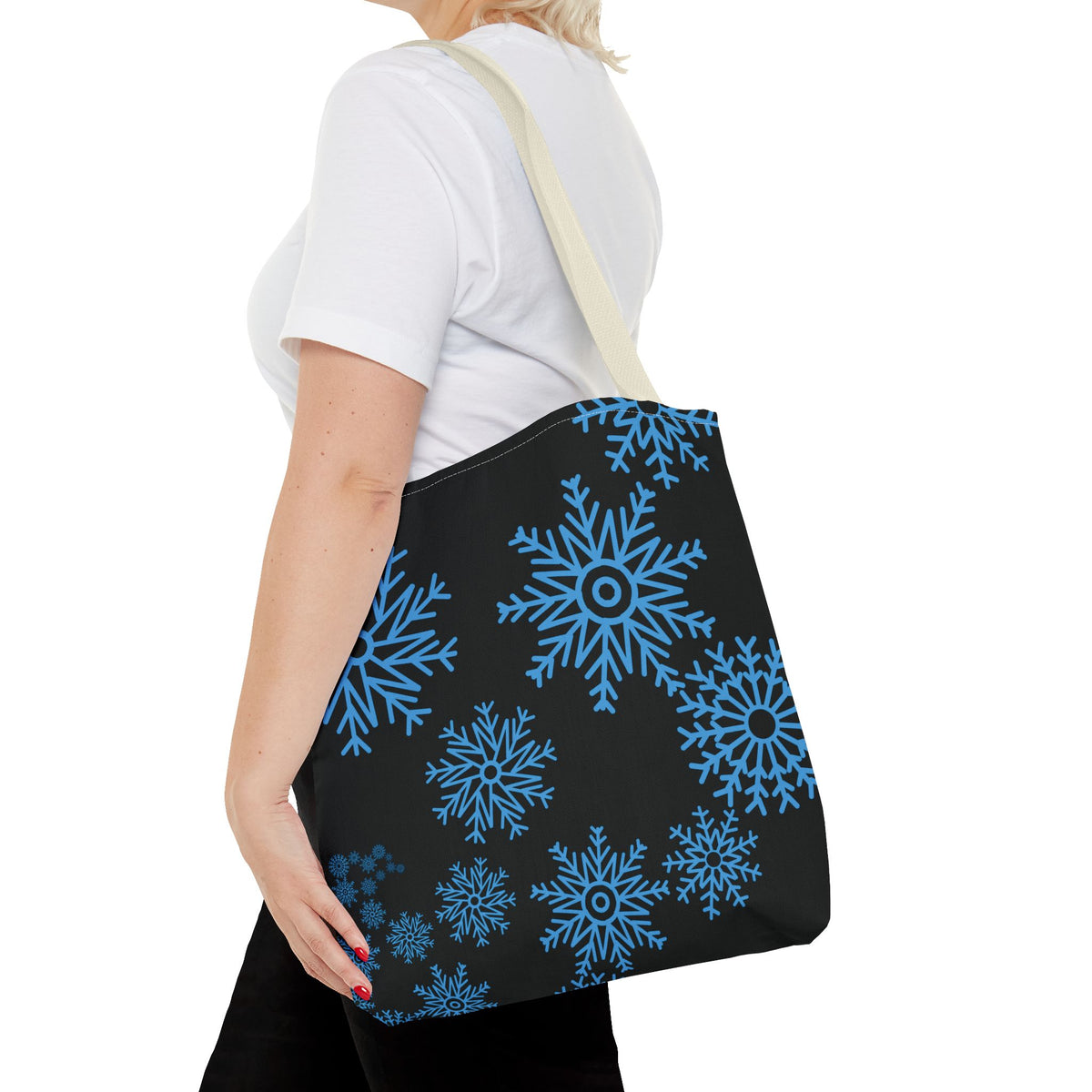 Snowfall in Bloom - Black Tote