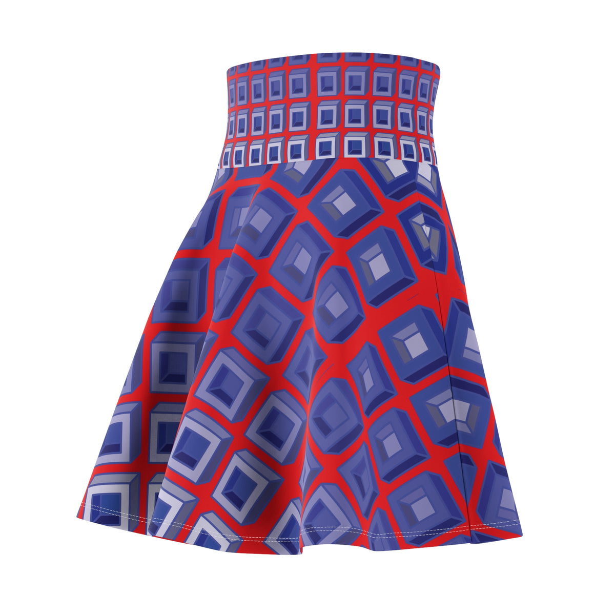 Crimson Dimension Flared Skirt
