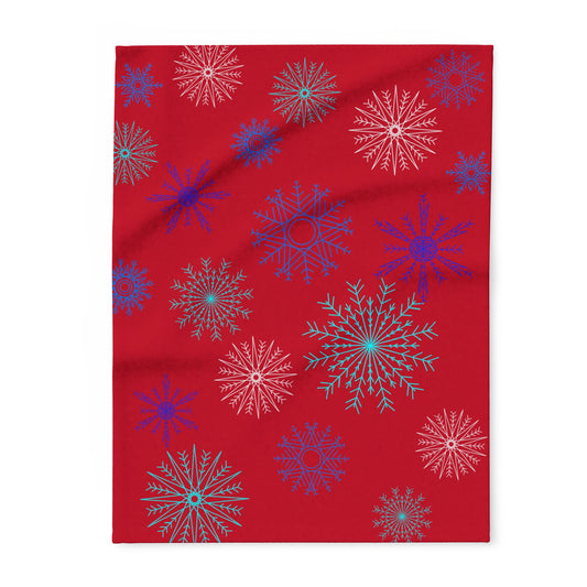 Snowfall in Bloom - Red Fleece Blanket