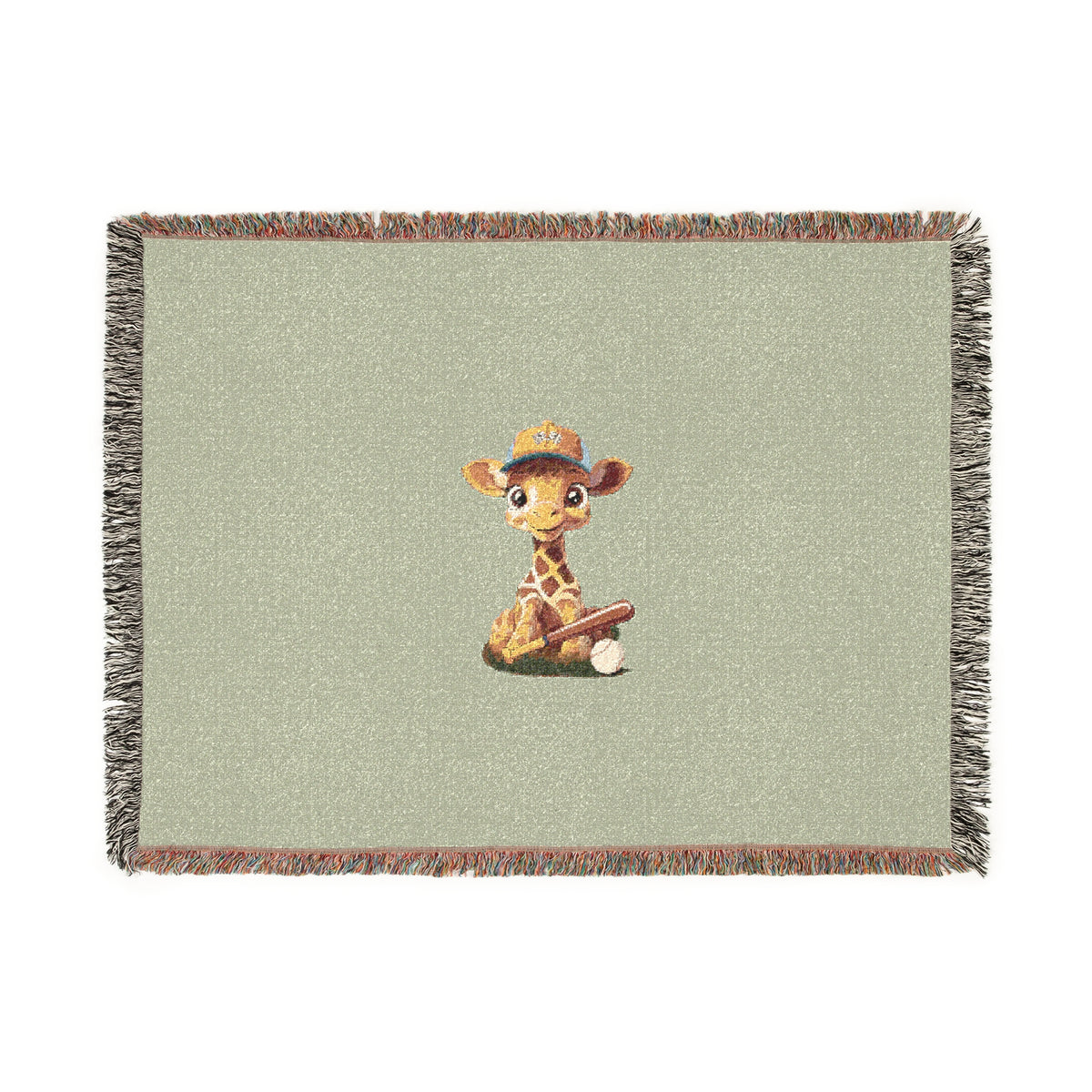 Baby Giraffe Woven Blanket - Sage