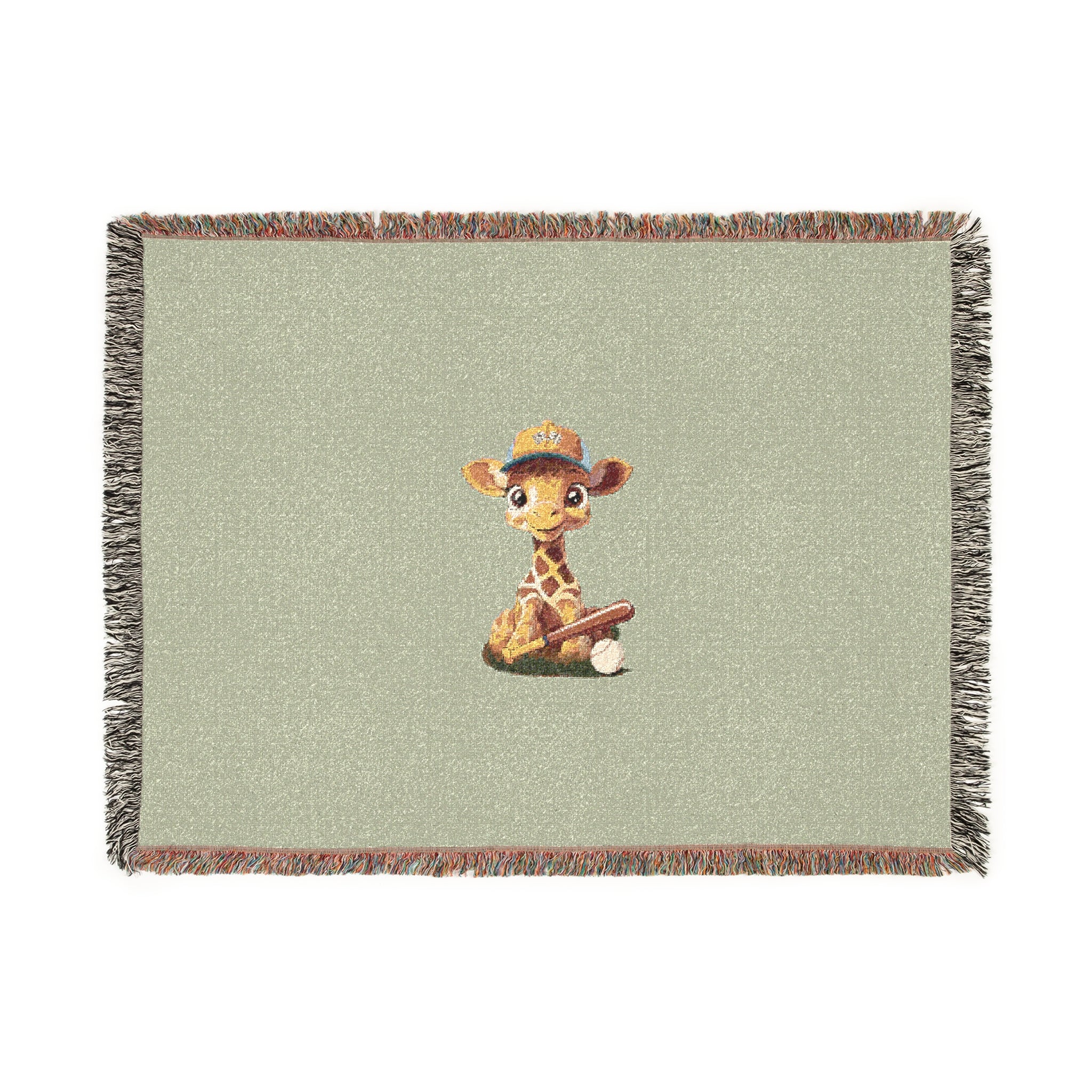Baby Giraffe Woven Blanket - Sage