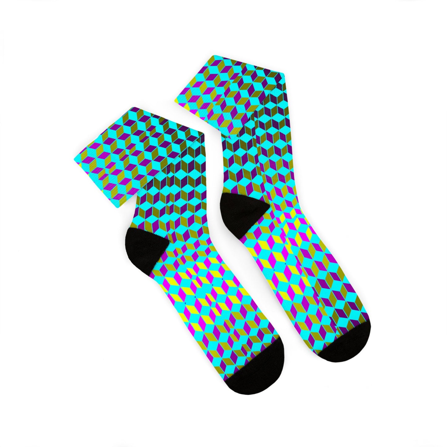 Neon Cube Cascade Socks