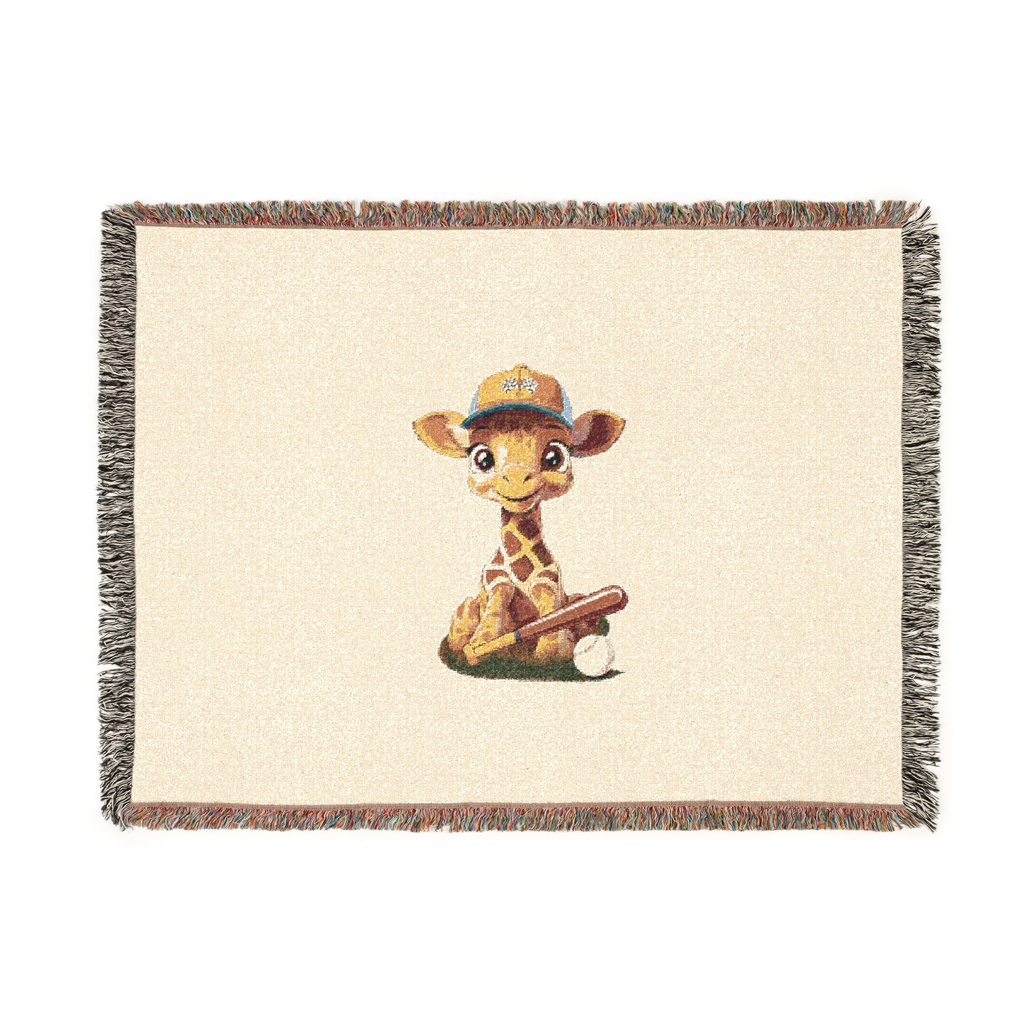 Baby Giraffe Woven Blanket - Cream