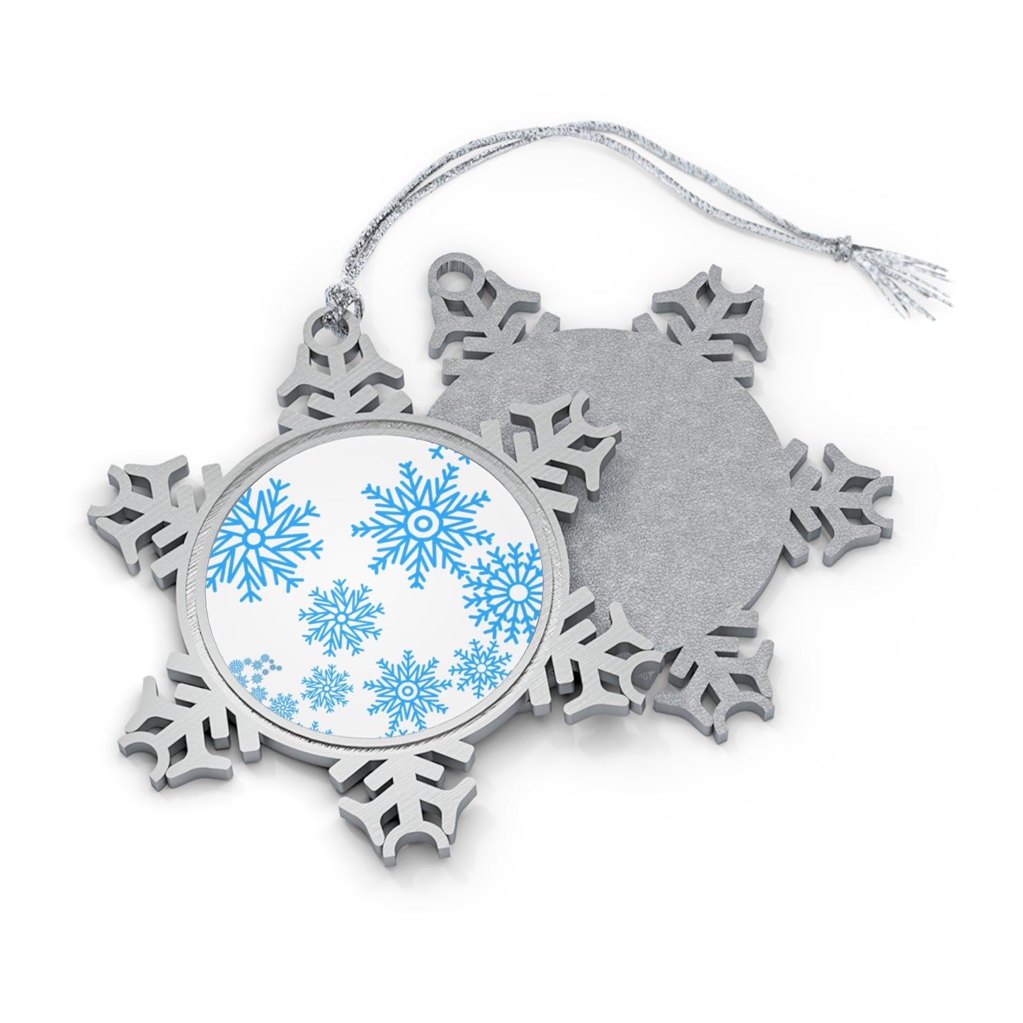 Let it Snow on White - Pewter Snowflake