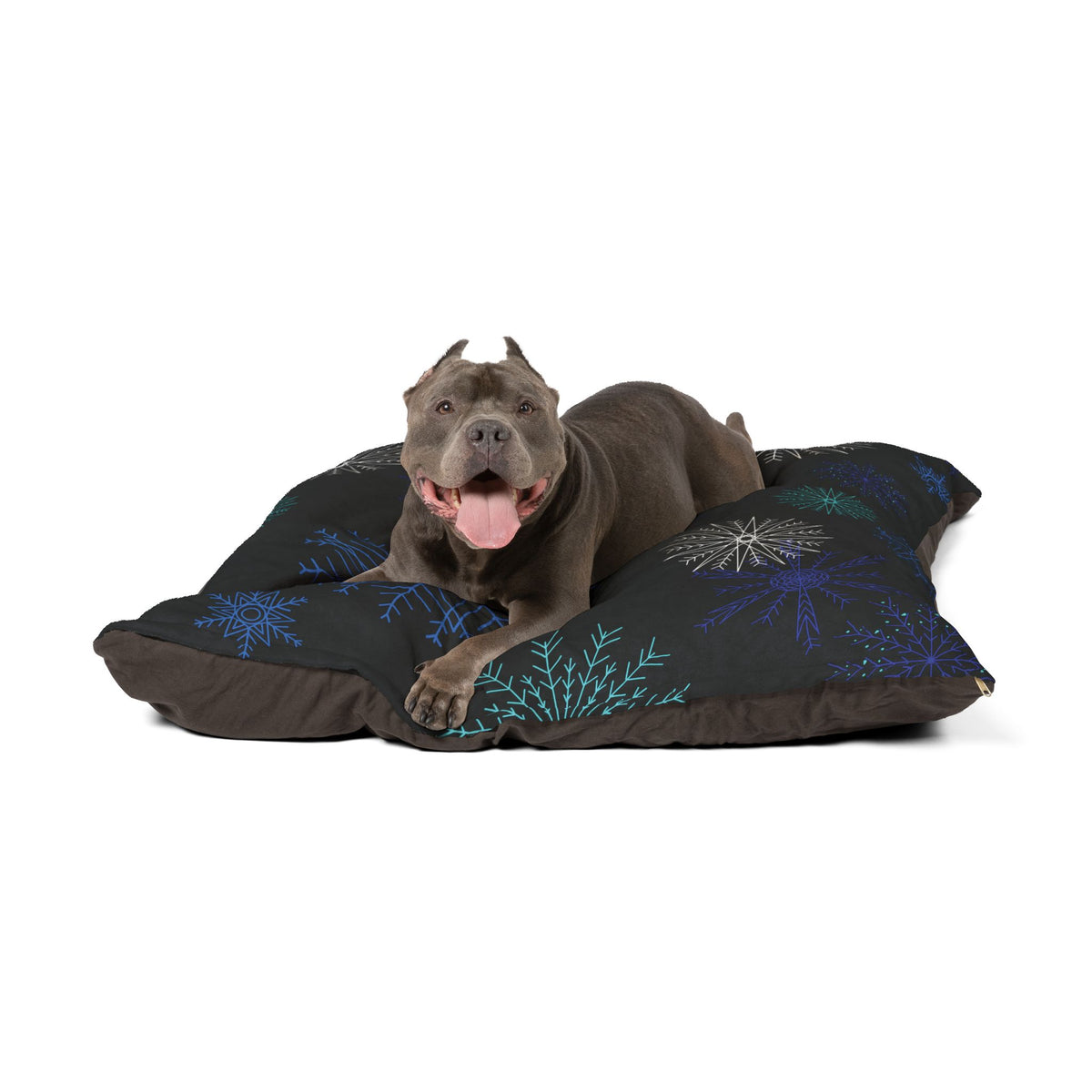 Snowfall in Bloom - Black Pet Pillow