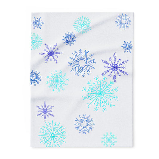 Snowfall in Bloom - White Fleece Blanket