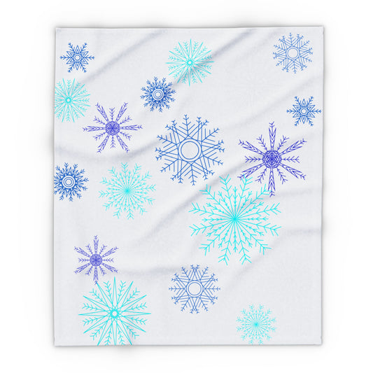 Snowfall in Bloom - White Fleece Blanket