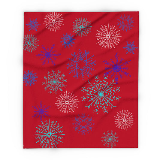 Snowfall in Bloom - Red Fleece Blanket