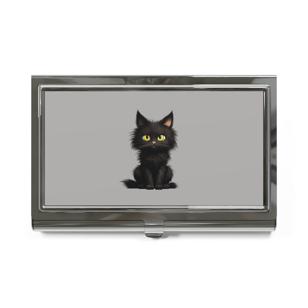 Black Cat on Gray Card Holder