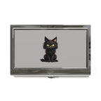Black Cat on Gray Card Holder