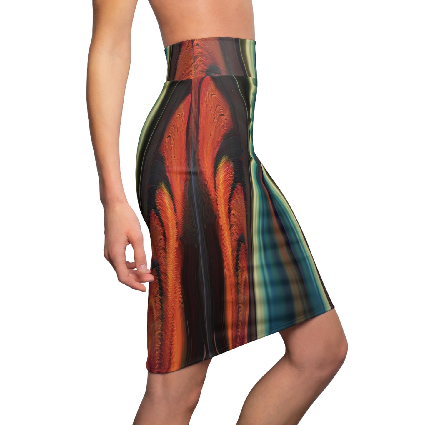 Ember Tide Pencil Skirt
