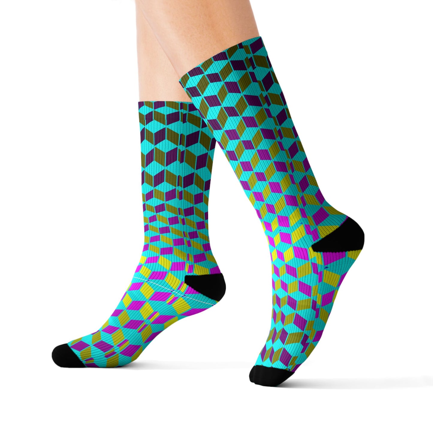 Neon Cube Cascade Socks