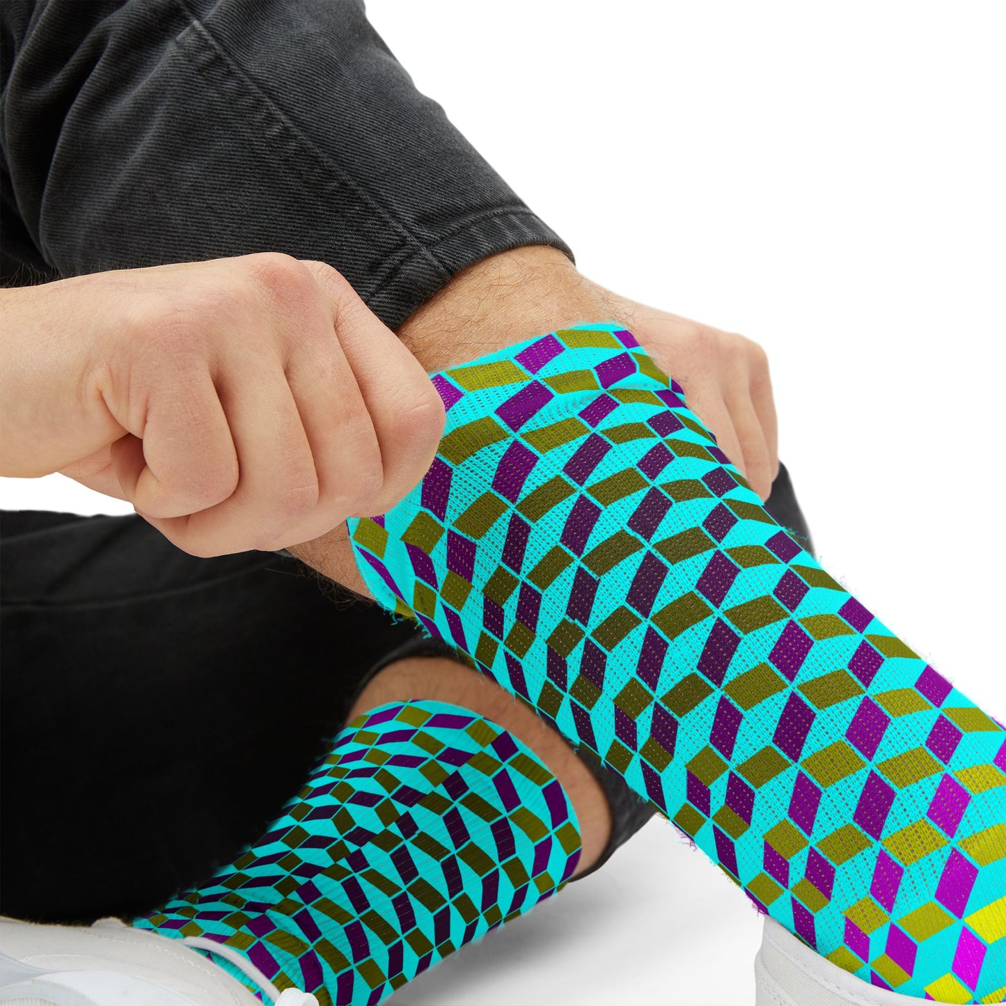 Neon Cube Cascade Socks
