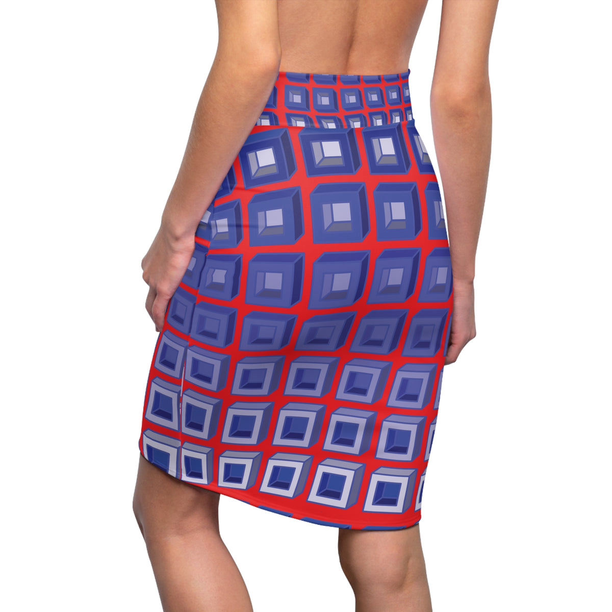 Crimson Dimension Pencil Skirt