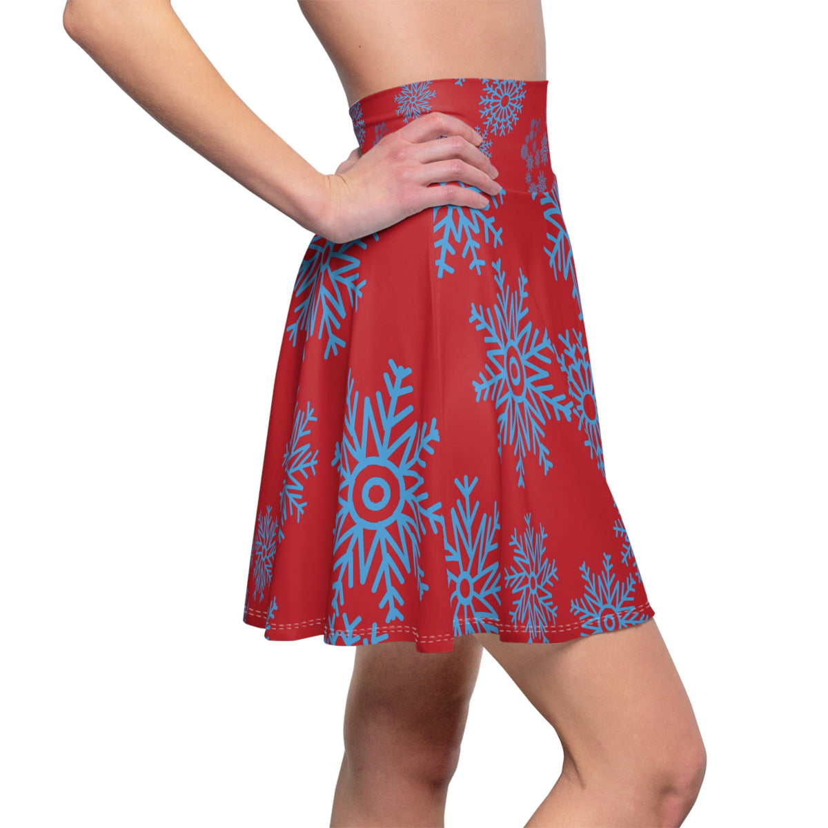 Snowfall in Bloom - Red Flared Skirt