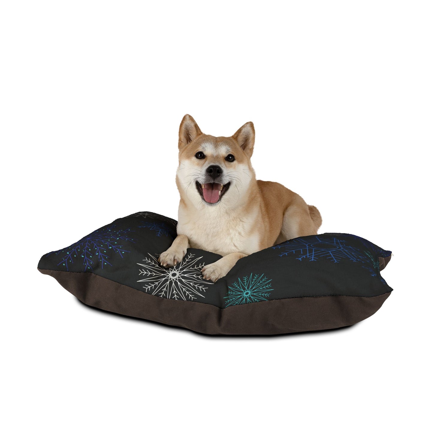 Snowfall in Bloom - Black Pet Pillow