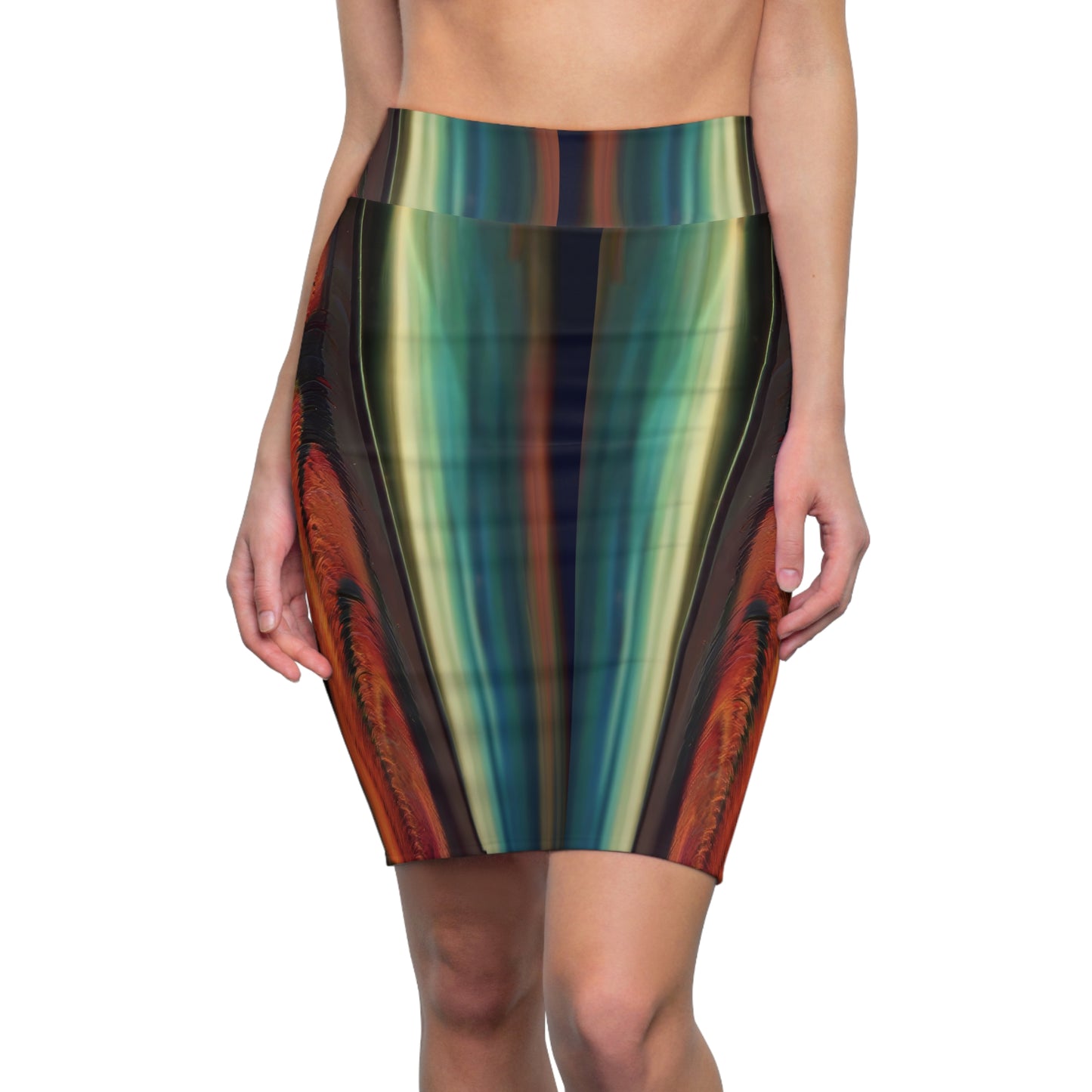 Ember Tide Pencil Skirt