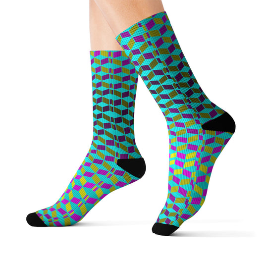 Neon Cube Cascade Socks