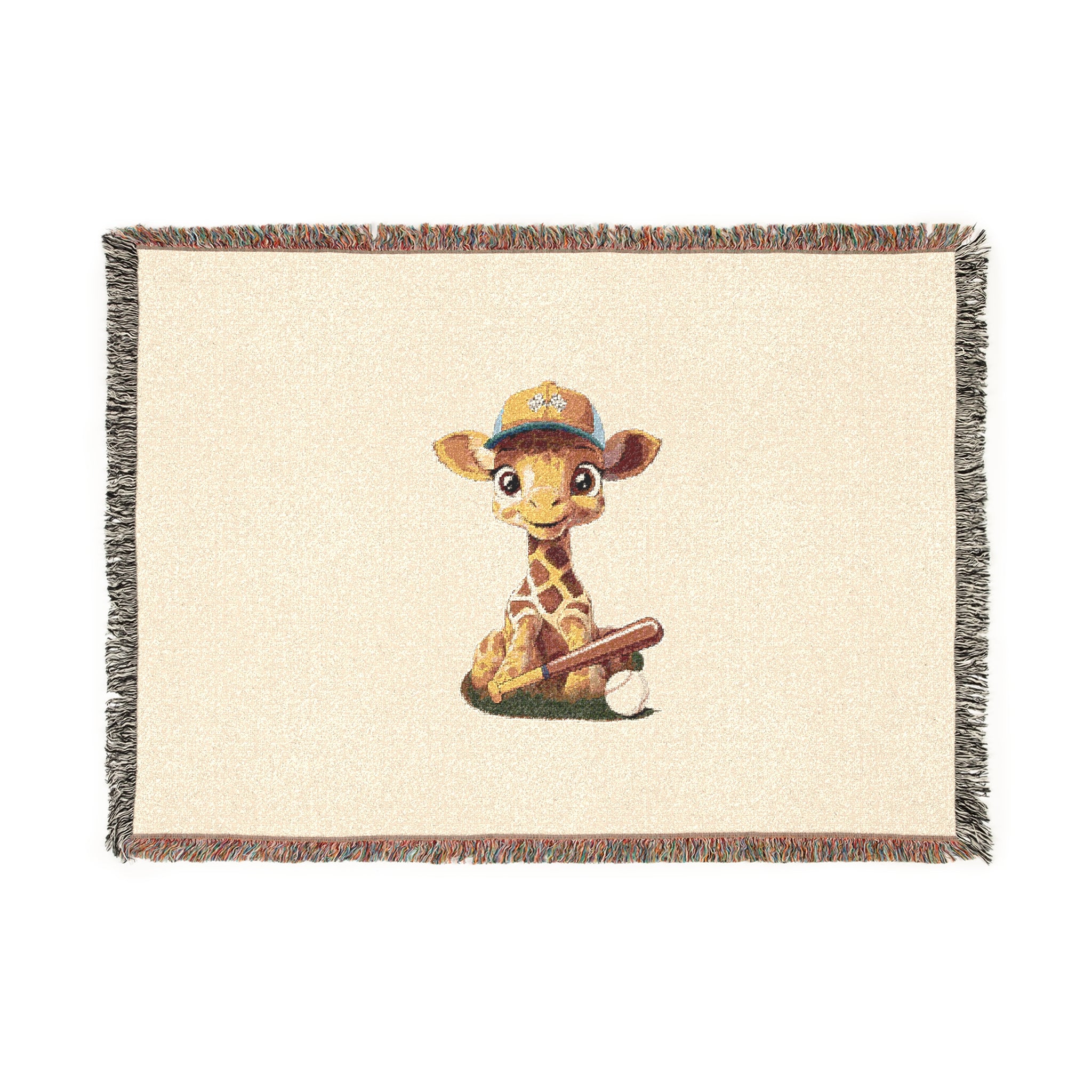 Baby Giraffe Woven Blanket - Cream