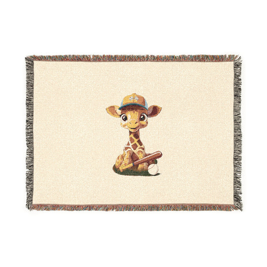 Baby Giraffe Woven Blanket - Cream