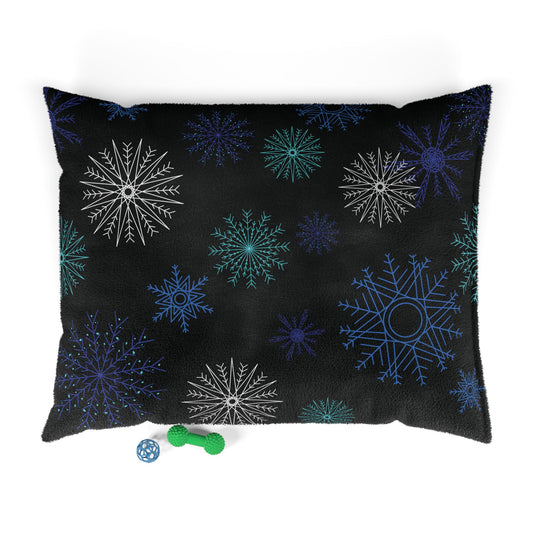 Snowfall in Bloom - Black Pet Pillow