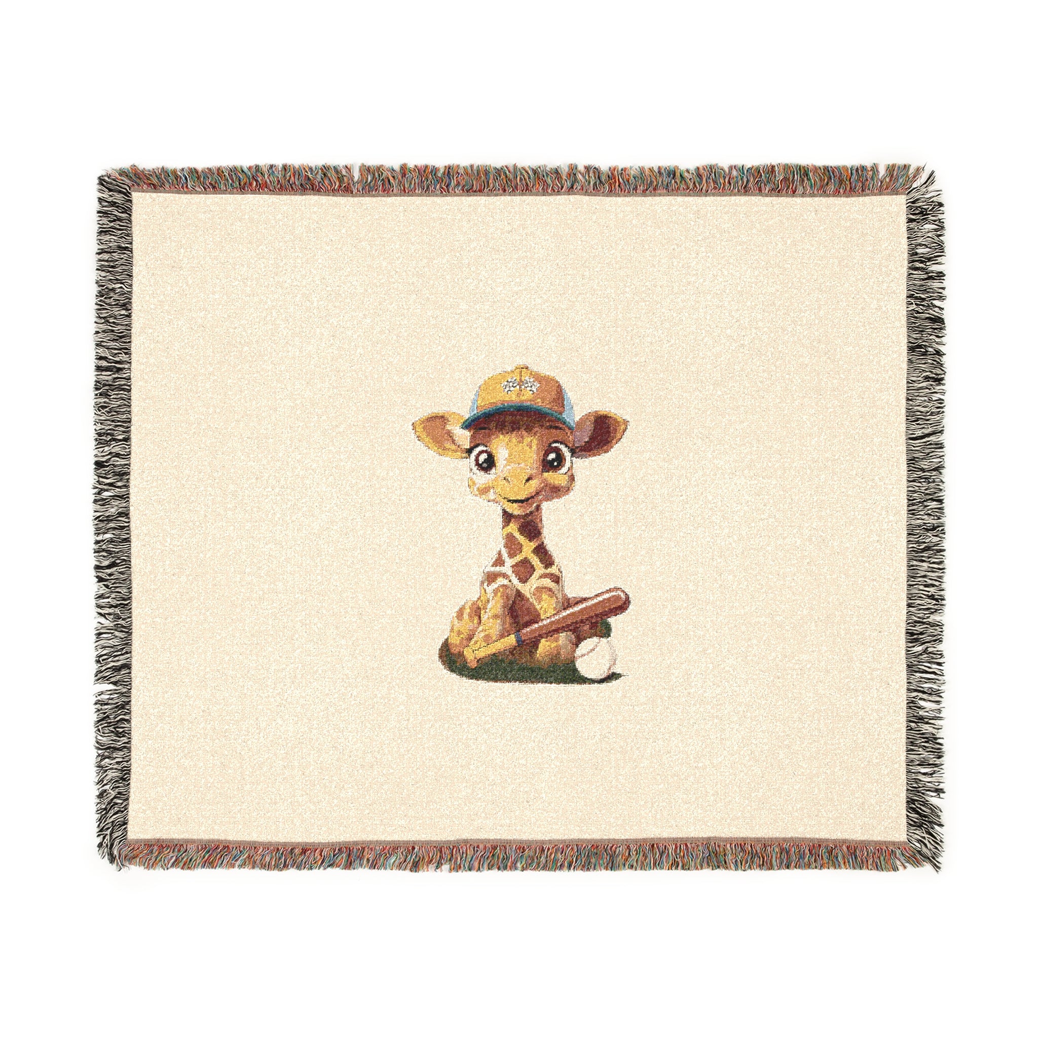 Baby Giraffe Woven Blanket - Cream
