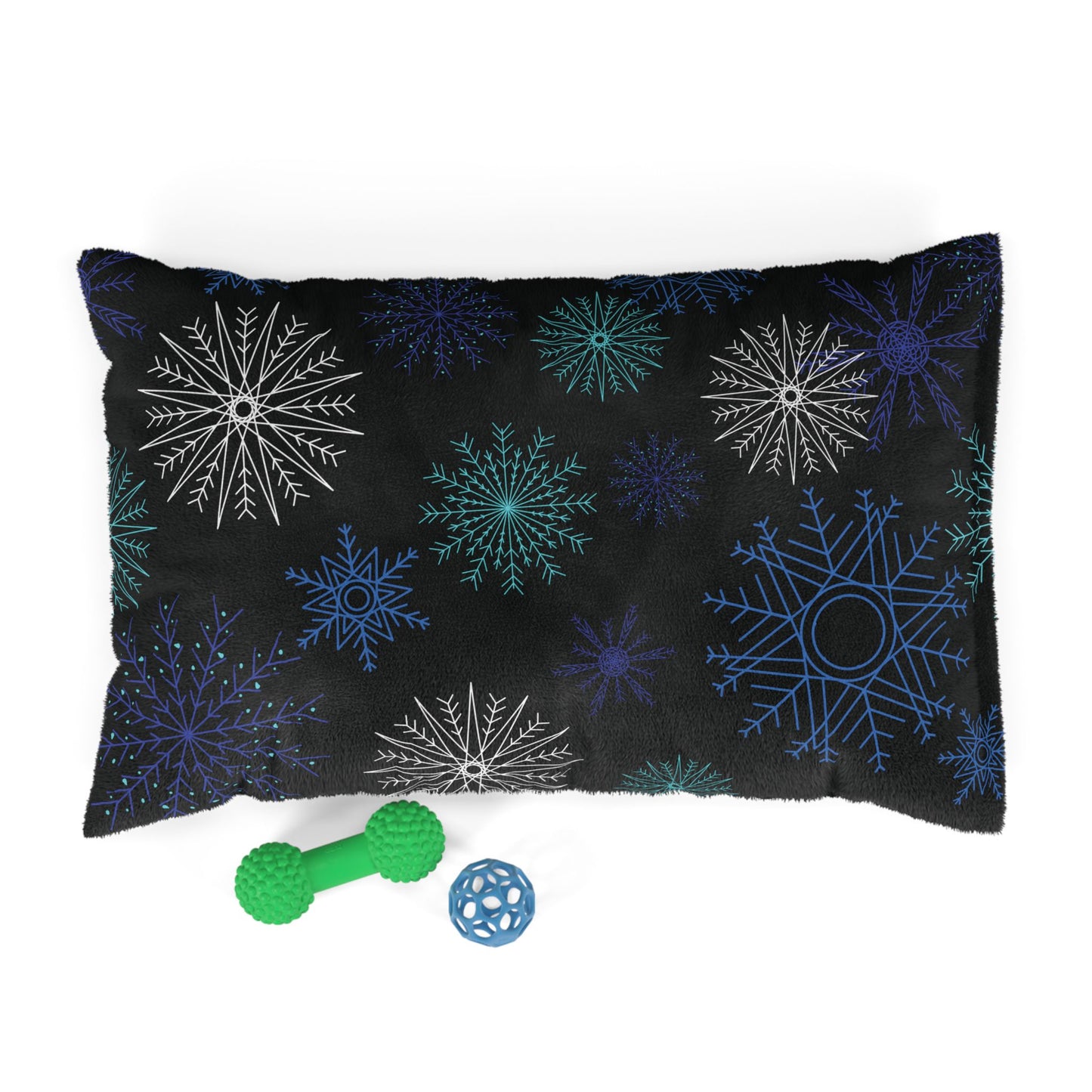 Snowfall in Bloom - Black Pet Pillow