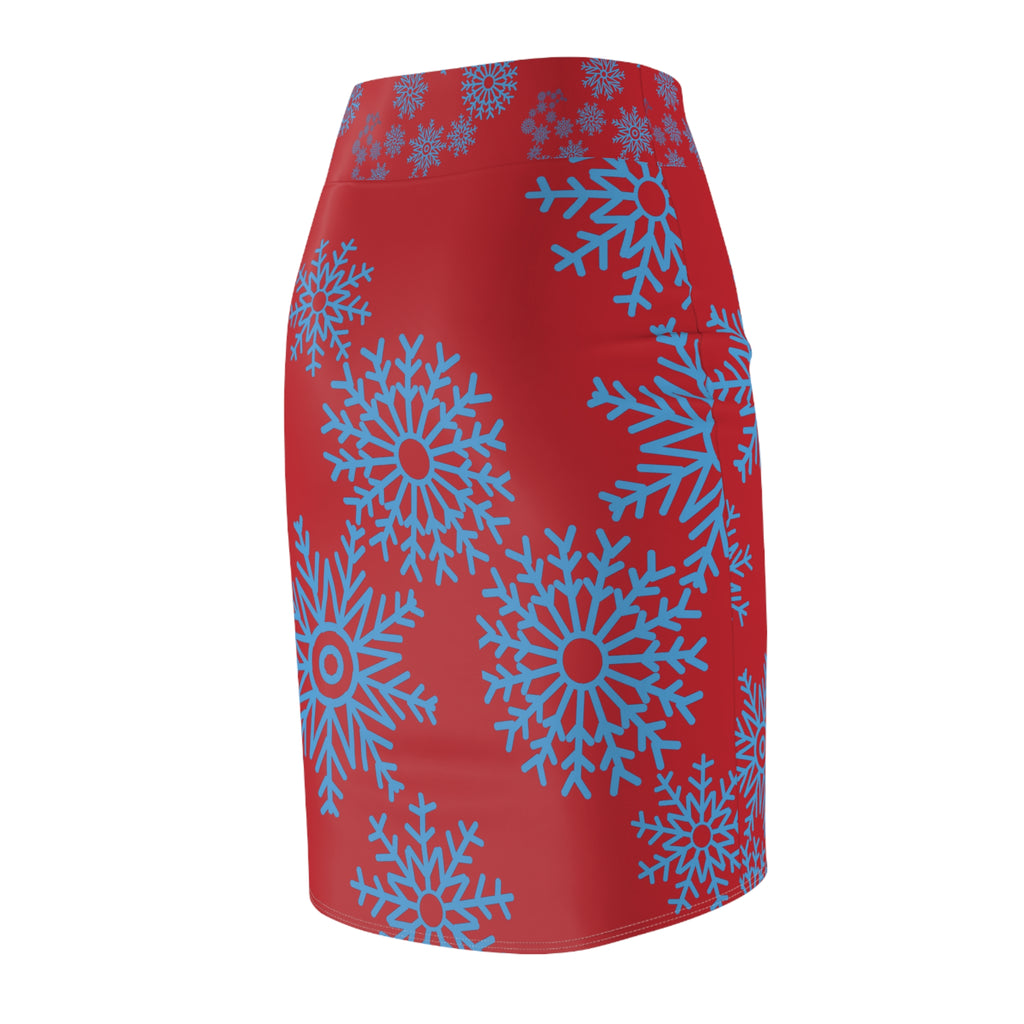 Let it Snow on Red Pencil Skirt
