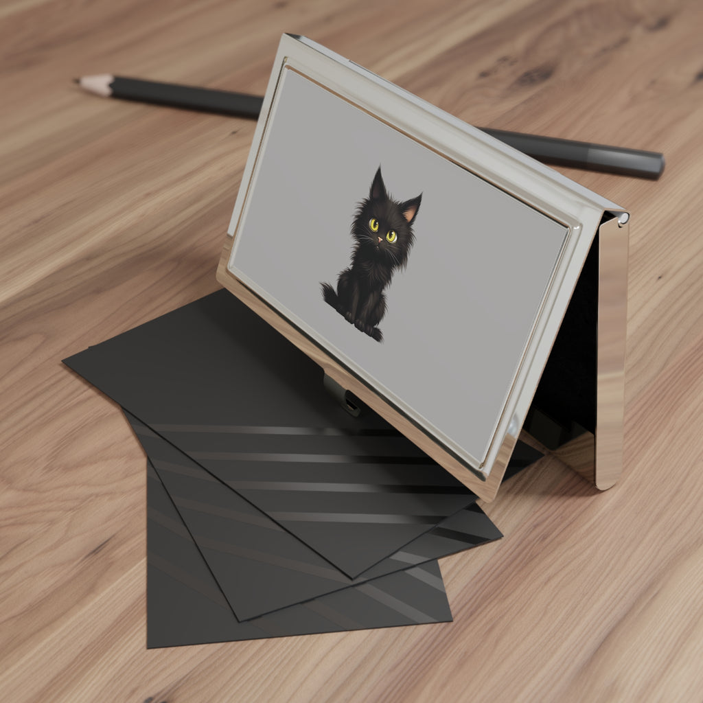 Black Cat on Gray Card Holder