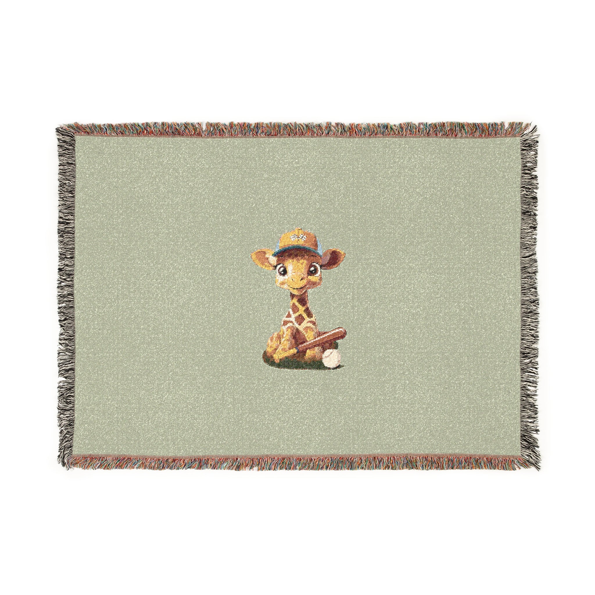 Baby Giraffe Woven Blanket - Sage
