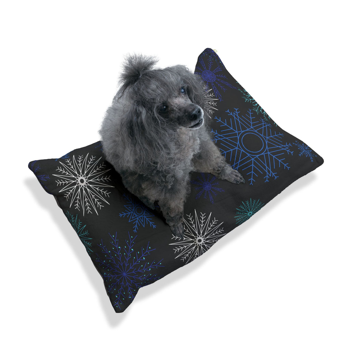 Snowfall in Bloom - Black Pet Pillow