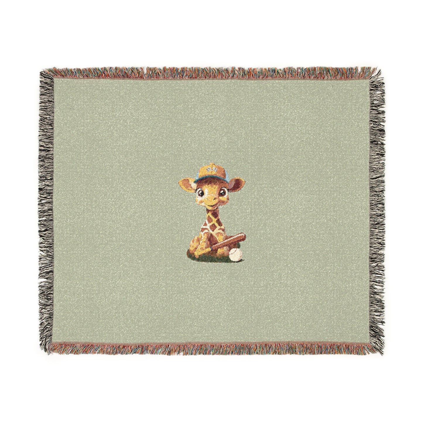 Baby Giraffe Woven Blanket - Sage