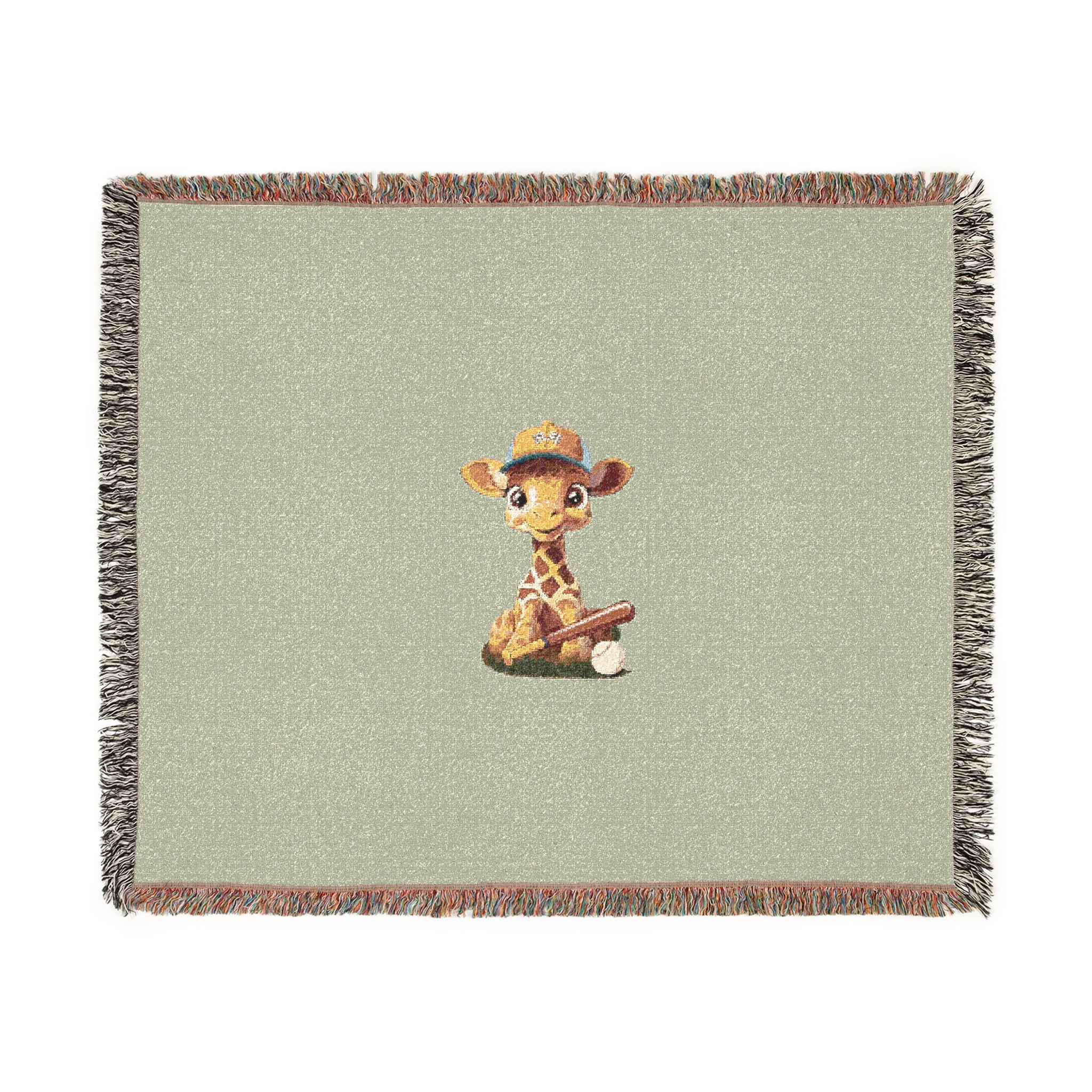 Baby Giraffe Woven Blanket - Sage