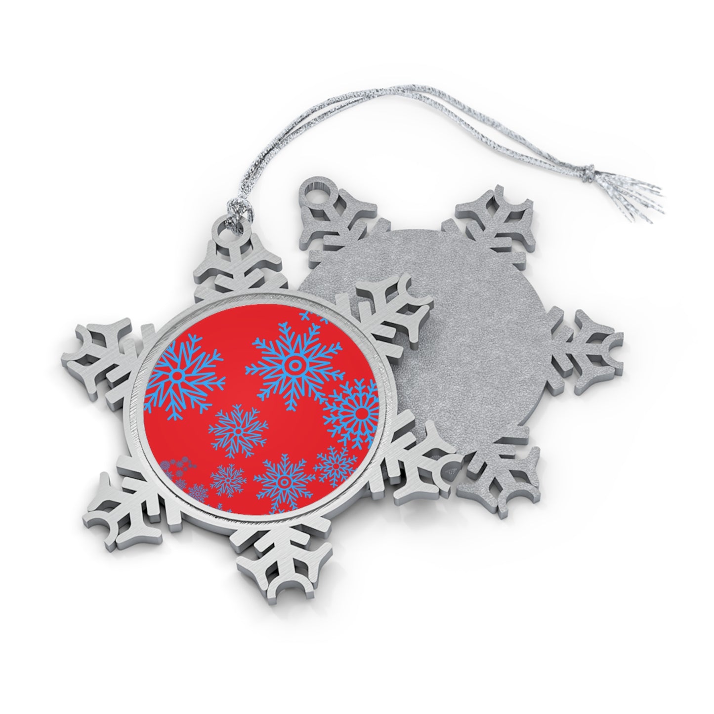 Let it Snow on Red Pewter Snowflake