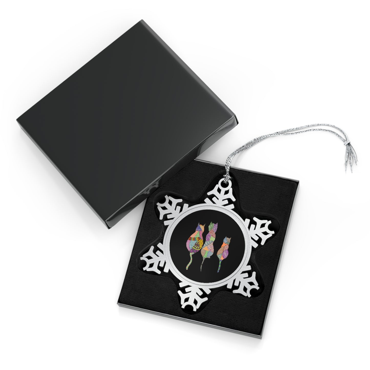 Cat Trio Zentangle - Pewter Ornament