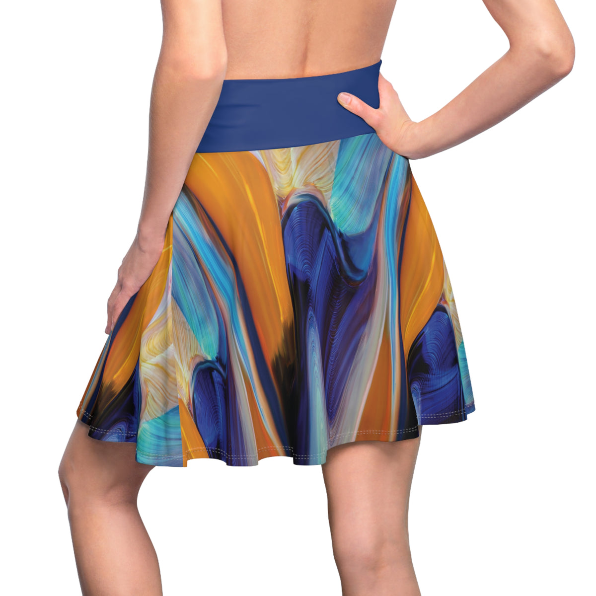 Cobalt Flame Flared Skirt