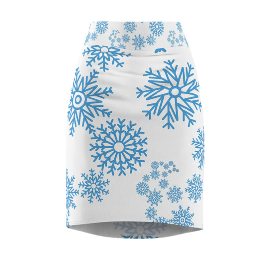 Snowfall in Bloom - White Pencil Skirt