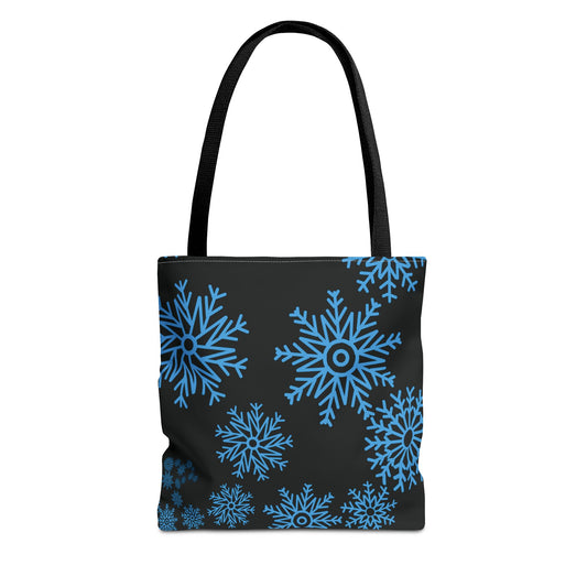 Snowfall in Bloom - Black Tote