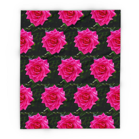 Midnight Rose Garden Fleece Blanket