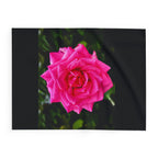 Pink Rose on Black Fleece Blanket