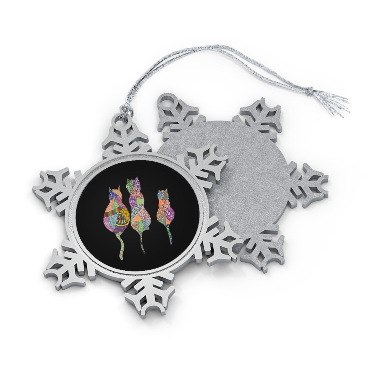 Cat Trio Zentangle - Pewter Ornament