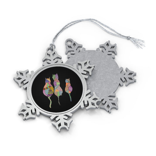 Cat Trio Zentangle - Pewter Ornament