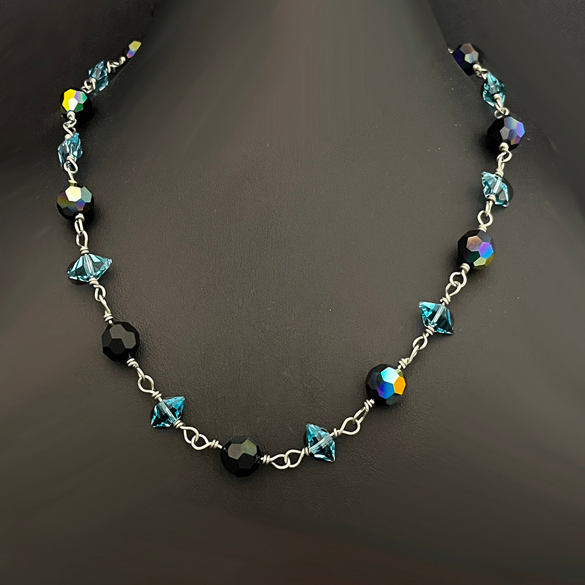 Double Spike - Aqua Necklace