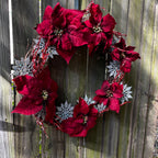 Red Poinsettia & Snowflake Wreath